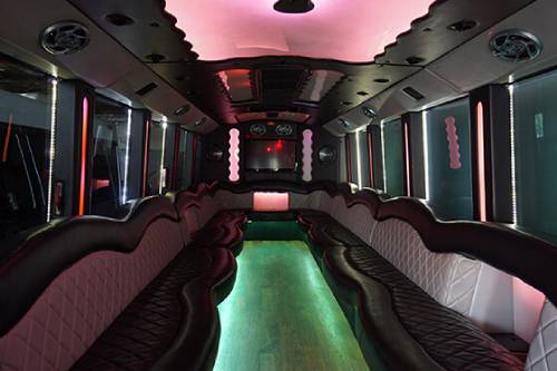 limo bus with comfortable leather seating
